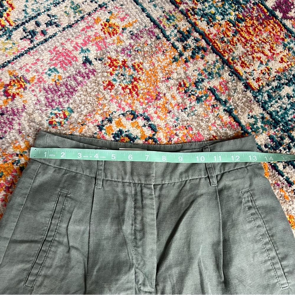 Wilfred Aritzia Green Linen Culottes Wide Leg Cropped Pants 0 - Picture 12 of 12